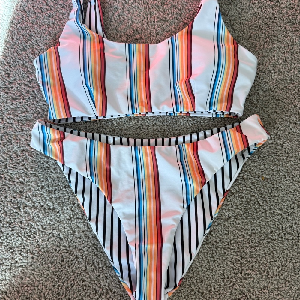 Colorful Striped Bikini Set
